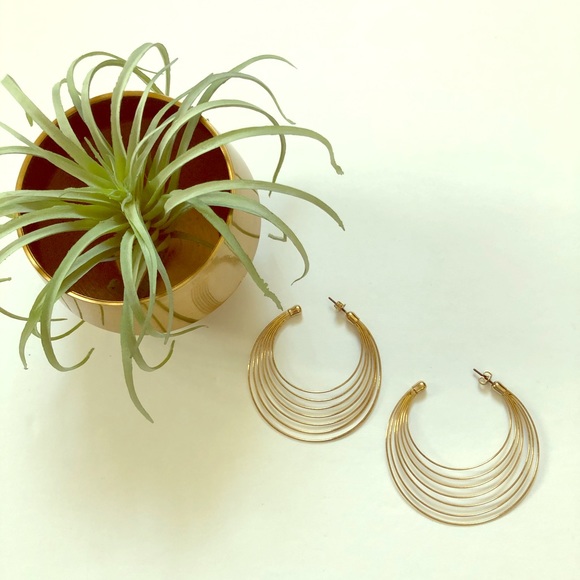 Gold Large Multi Hoop Earrings - Picture 3 of 4